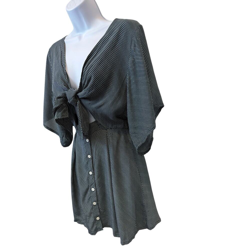 Faithfull The Brand Dress Womens Extra Small Navy Blue White Striped Mini Skater - Picture 6 of 16